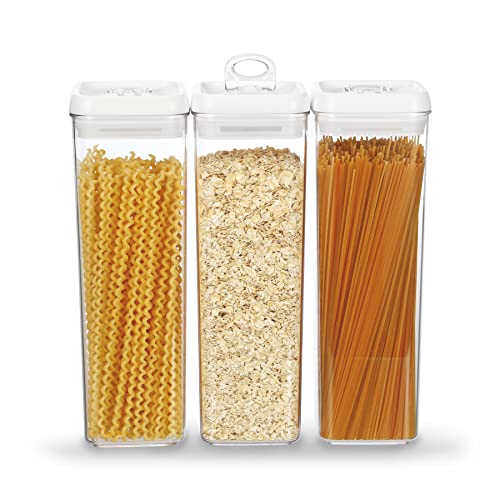 Flip Tite TALL Storage Container with Lid 4" Air Tight Easy Open Ring Top (3 Count)