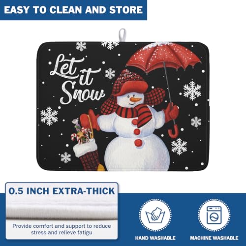 Black Snowman Dish Drying Mats for Kitchen Counter
