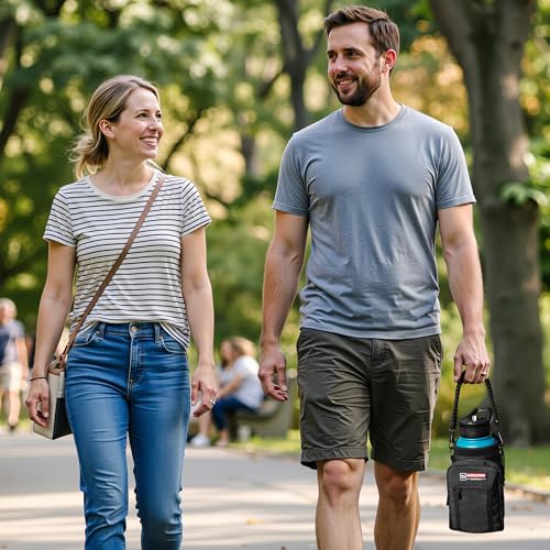 32 oz Insulated Water Bottle with Carrier Bag & 3 Lids