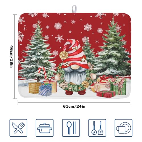 Christmas Dish Drying Mat for Kitchen Counter