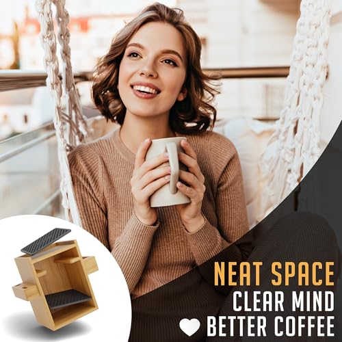 Organizer Stand for AeroPress Bamboo Coffee Caddy Compact Black