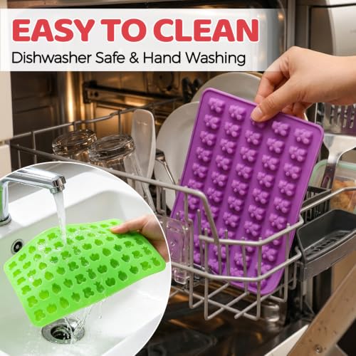 Gummy Molds 5pcs Gummy Bear Silicone Candy Molds with 2 Droppers & 1 Brush