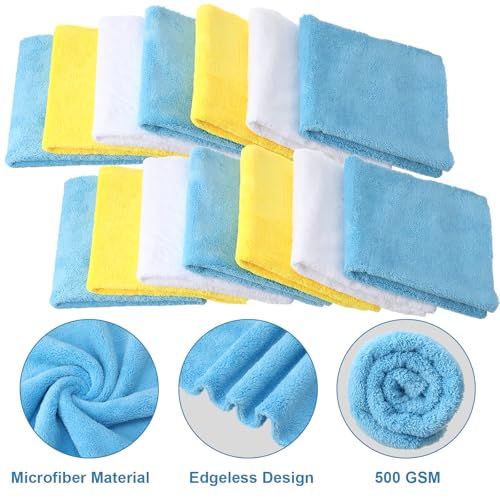 30 Pcs 16 x 16 Inch edgeless Microfiber Plush Towels for Cars Detailing Drying Wash Polishing Absorbent Cleaning Cloths (30 Count)