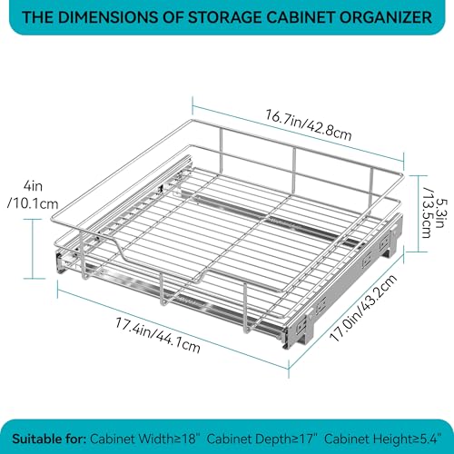 Pull Out Cabinet Organizer 18" W X 17" D
