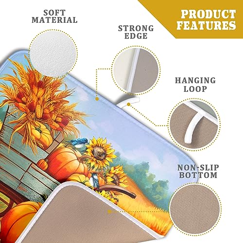 Thanksgiving Autumn Harvest Pumpkin Dish Drying Mat for Kitchen Counter