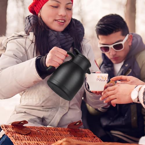 2 Pcs Thermal Coffee Carafe Insulated Stainless Steel Coffee Carafe for Hot Liquid Vacuum Thermal Pot Creamer Pitcher Dispenser with Brushes Keeping Hot Water Milk (2 Count)