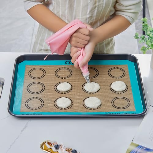 GUYDREMAT 2PCs Half Sheet Silicone Baking Mat Set for Cookie and Macaron (2 Count)