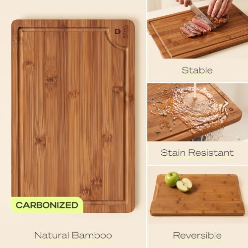 Wooden Cutting Boards for Kitchen Meal Prep & Serving (4 Count)