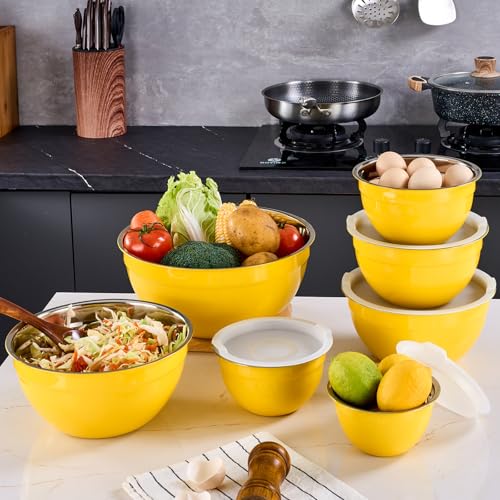 Yellow Mixing Bowls With Airtight Lids
