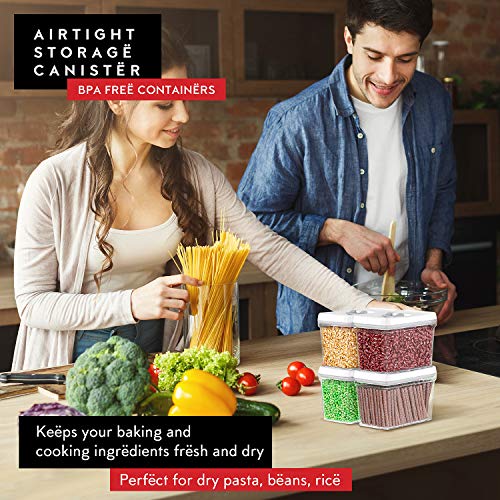 Airtight Food Storage Containers with White Lids 2L (4 Count)