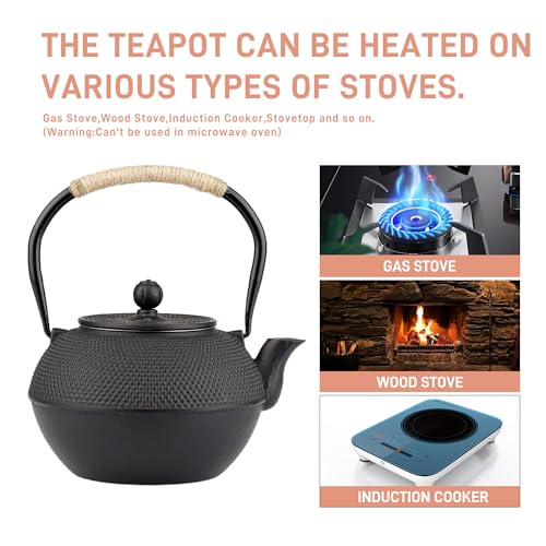 40oz Cast Iron Tea Kettle for Stovetop