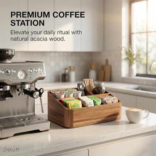 Acacia Wood Coffee Station Organizer for Countertop