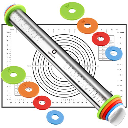 Rolling Pin and Pastry Baking Mat Set