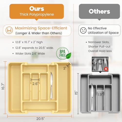 Large Silverware Organizer for Kitchen Drawer & Utensils