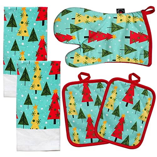 Oven Mitts and Potholders Dish Towles Set 100% Cotton for Perfect for Gifting (16 Ounce)