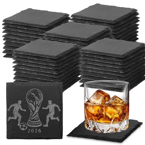 60 PCS Slate Coasters Black Square 4 Inch Bulk Rock (60 Count)
