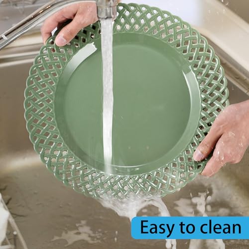 Graceful Basketweave Wide Rim 12 inch Dinner Plates (4 Count)