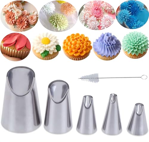 6 pcs Flower Piping Tips Rose Petal Pastry Tips