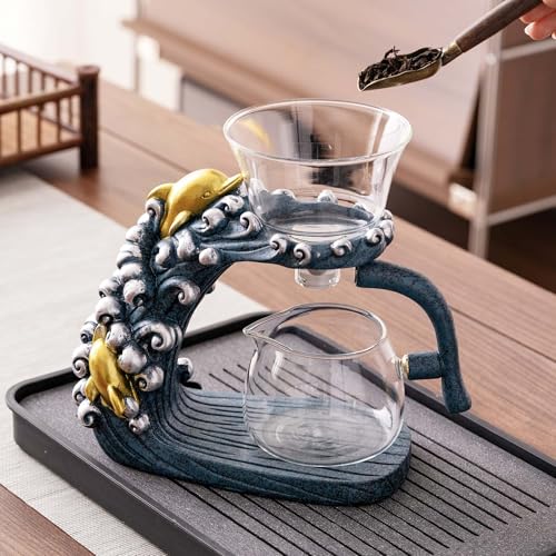 Glass Teapot Set with Infuser Semi Automatic Tea Set Magic Teapot (3 Count)