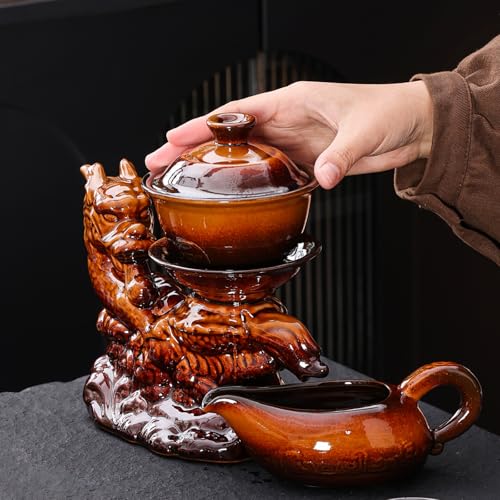 Ceramic Teapot with Infuser Chinese Gongfu Tea Set with 8 Cups