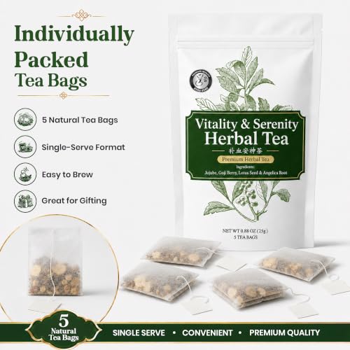 Calm Energy & Daily Balance Traditional Chinese Herbal Tea for Modern Wellness (5 Count)