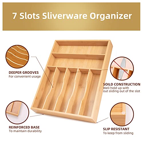 Silverware Organizer Kitchen Drawer Organizer Utensil Organizer Bamboo Silverware Holder Cutlery Organizer in Drawer Flatware Organizer Tray