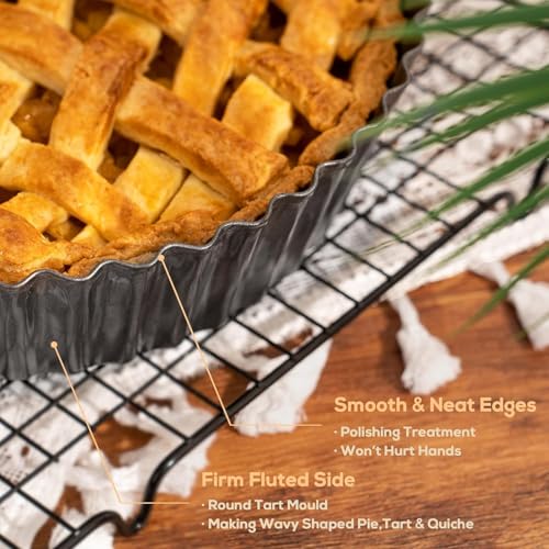 2 Pack 9.5 Inch Pie Pan with Removable Bottom for Baking Deep Quiche Dish (2 Count)