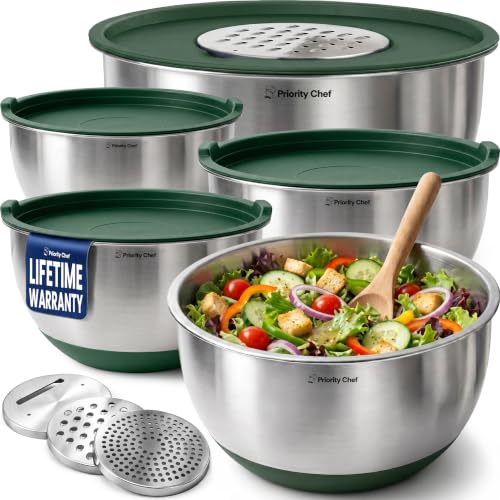 Stainless Steel Mixing Bowls with Lids Set (5 Count)