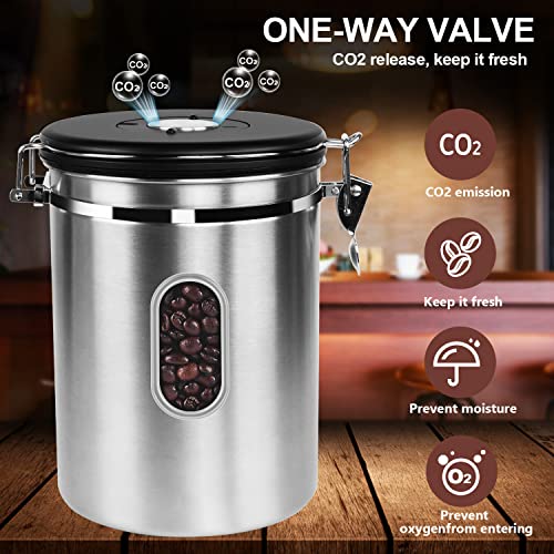 1800ML Airtight Coffee Canister with Date Tracker&Transparent Window