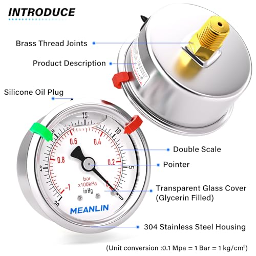 30inHG~0Psi Vacuum Pressure Gauge 1