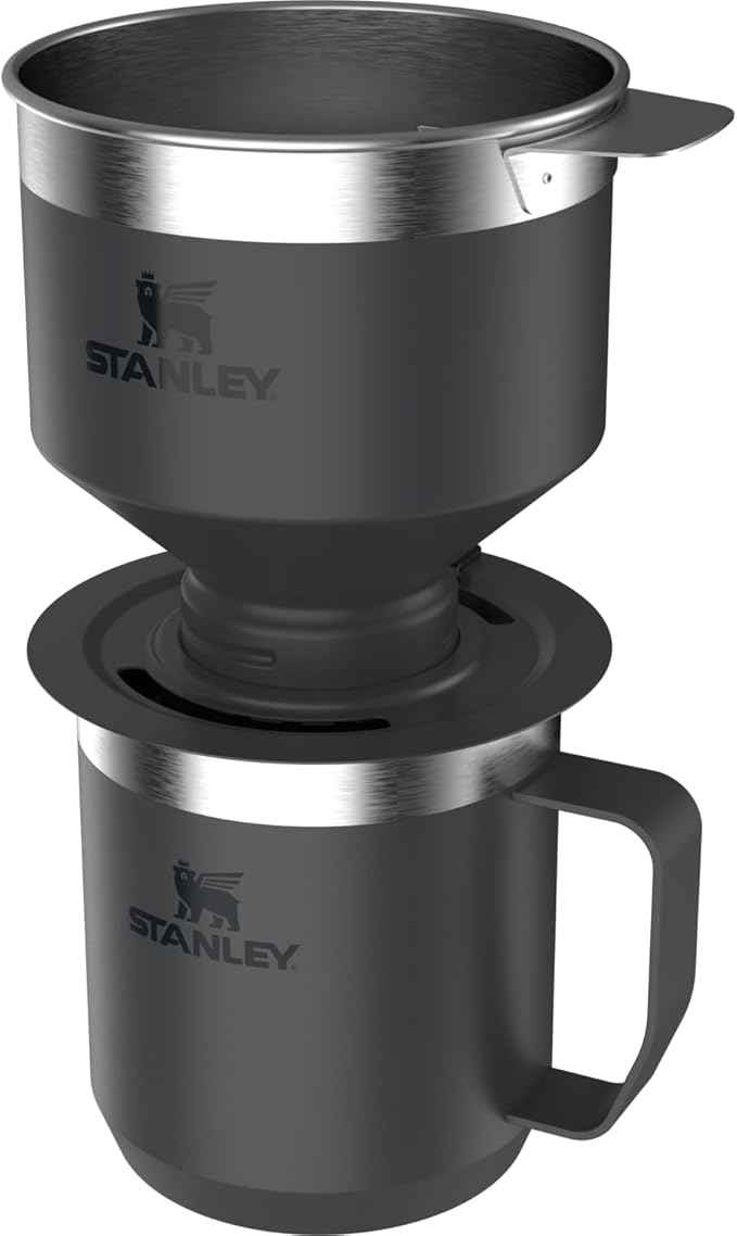 STANLEY Perfect Brew Pour Over Set | 12 oz Camp Mug with Lid Included | Drip Coffee Maker with Reusable Filter | Insulated Stainless Steel | BPA-Free | Black 2.0