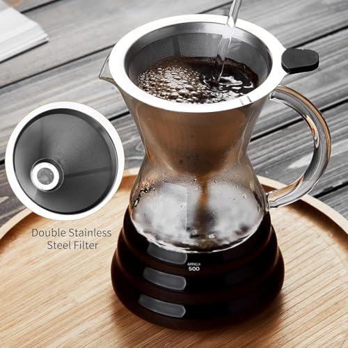 18 Pack Pour Over Coffee Maker with Permanent Stainless Filter 27 fl oz (18 Count)