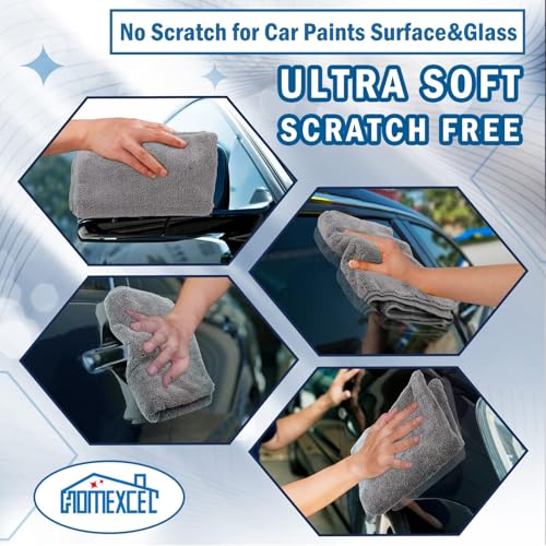 Professional Large Microfiber Car Drying Towels 4 Pack (4 Count)