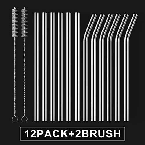 12 Pack Reusable Glass Straw (12 Count)