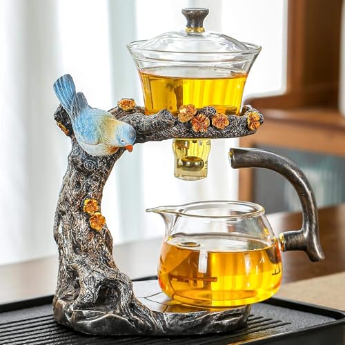 Glass Kungfu Teapot Set Tea maker with Infuser Semi Automatic Tea Set
