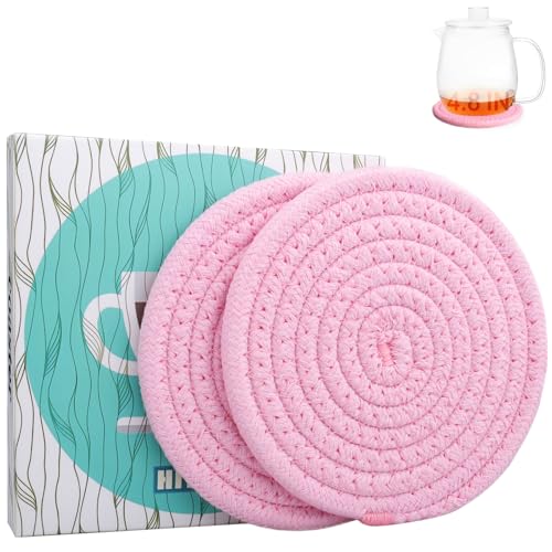 4.8" Sakura Pink Cotton Coasters for Drinks Set of 2 (2 Count)