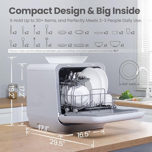 Portable Mini Dishwasher Countertop with 1.32Gal Built