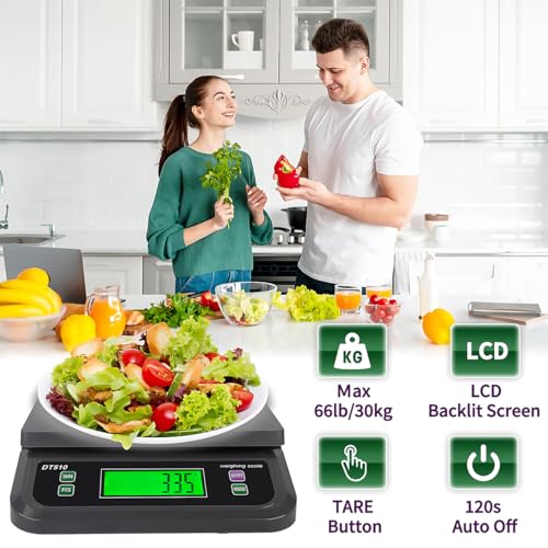 66lbs 30kg Large Digital Kitchen Scale with 6 Unit & Tare Funtion (6 Count)