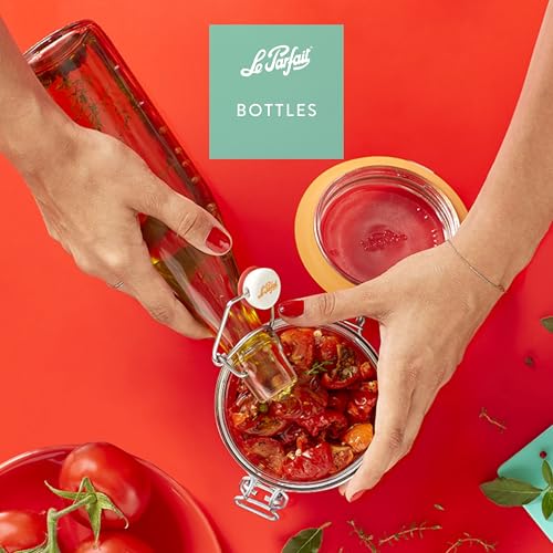 French Glass Milk Bottles with Printed Airtight Twist Lids (6 Count)