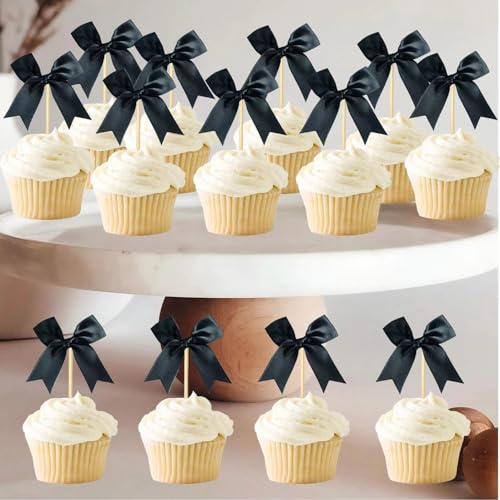 Black Bow Cupcake Toppers