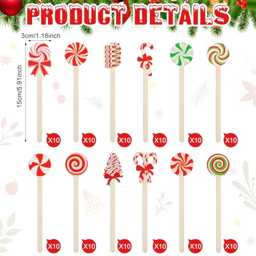 120 Pcs Christmas Coffee Stirrers Wooden Stir Sticks