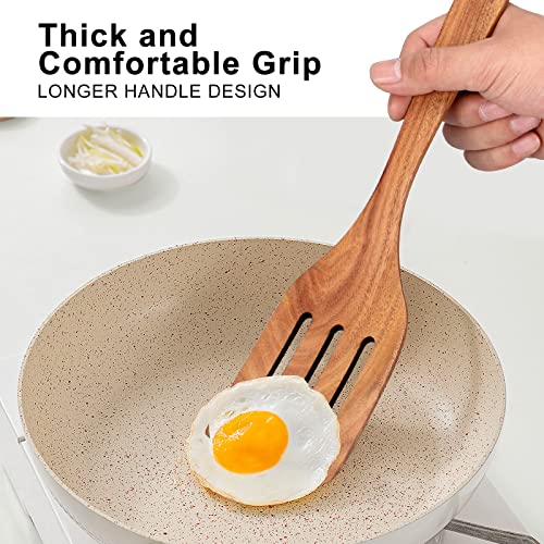 Non Toxic Wooden Spatula for Cooking Utensil Set Teak Kitchen Cooking Spoon (4 Count)