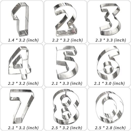 Number Cookie Cutters Shapes 9pcs (10 Count)