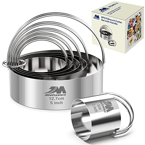 Biscuit Cutter Set for baking 2inch 2.5inch 3inch 3.5inch 4inch 5inch large size Round Metal Baking Rings with handle for Pastry