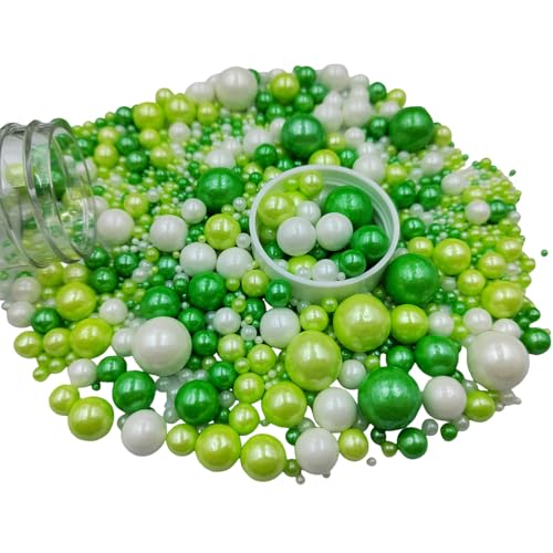 Edible White Green Sugar Pearls Candy Sprinkles 120G (4.23 Ounce)