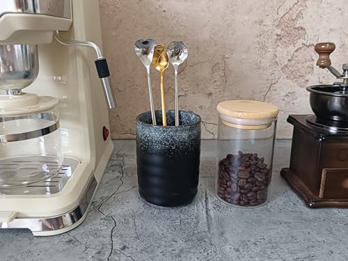 Stoneware Coffee Bar Utensil Holder Tea & Coffee Spoon & Stirrer Holder for Stir Stick Straw Teaspoon Holder Espresso Spoon Cup Small Utensil Jar