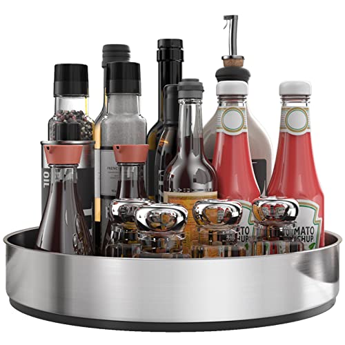 Pantry Cabinet Lazy Susan Stainless Steel Black Spice Rack Turntable