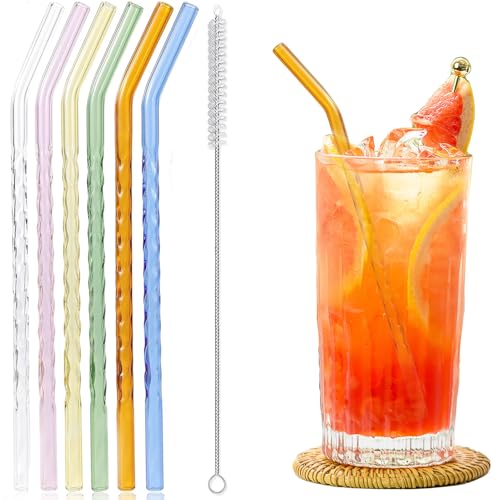6 Pack Reusable Glass Straws Set (6 Count)
