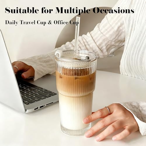 20oz Iced Coffee Cups with Lids and Straws