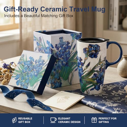 17oz Ceramic Travel Mug with Lid & Gift Box